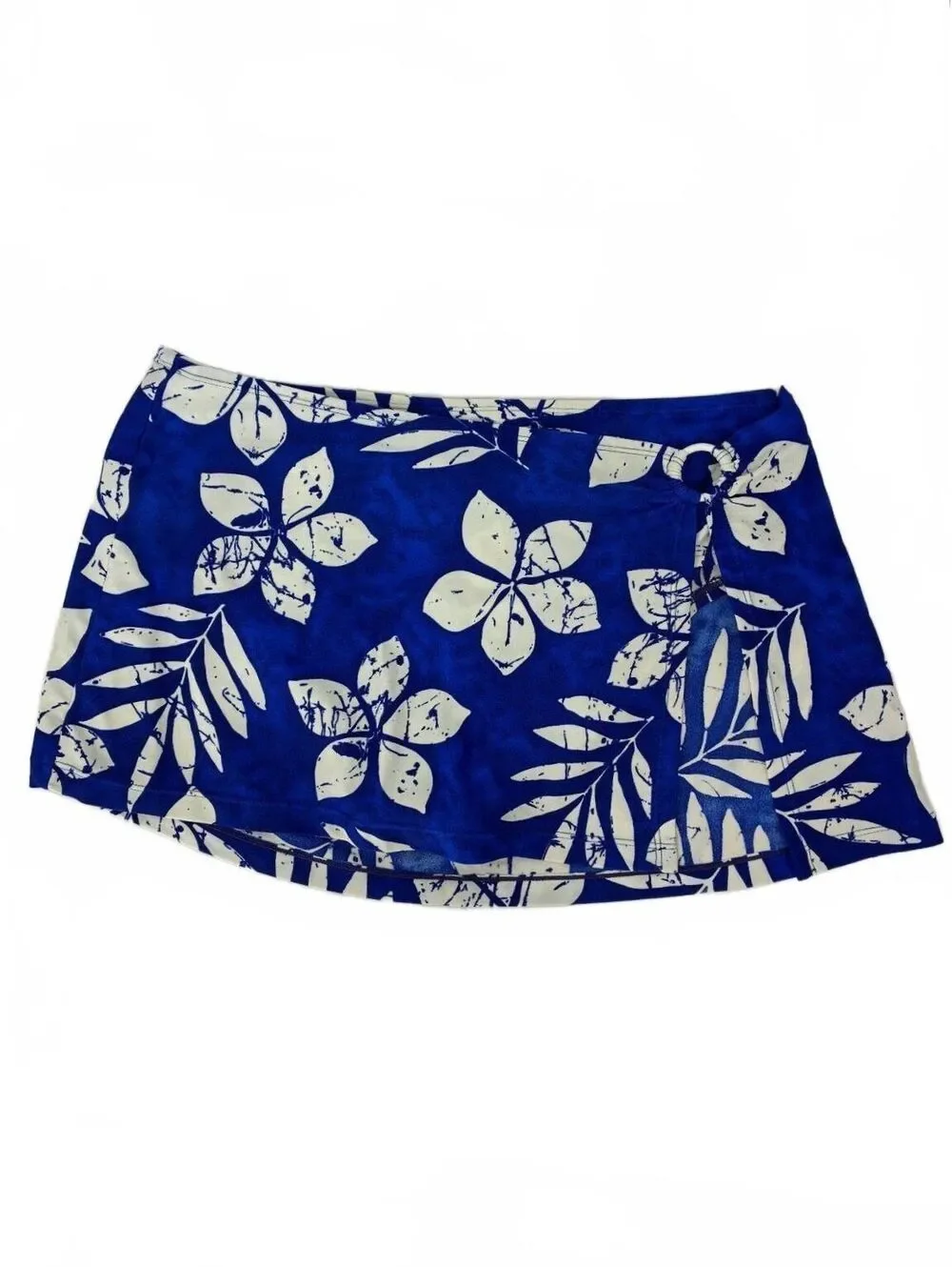 Coogi Blue and White Floral Tropical Print Swim Skirt with Ring Detail Size 10